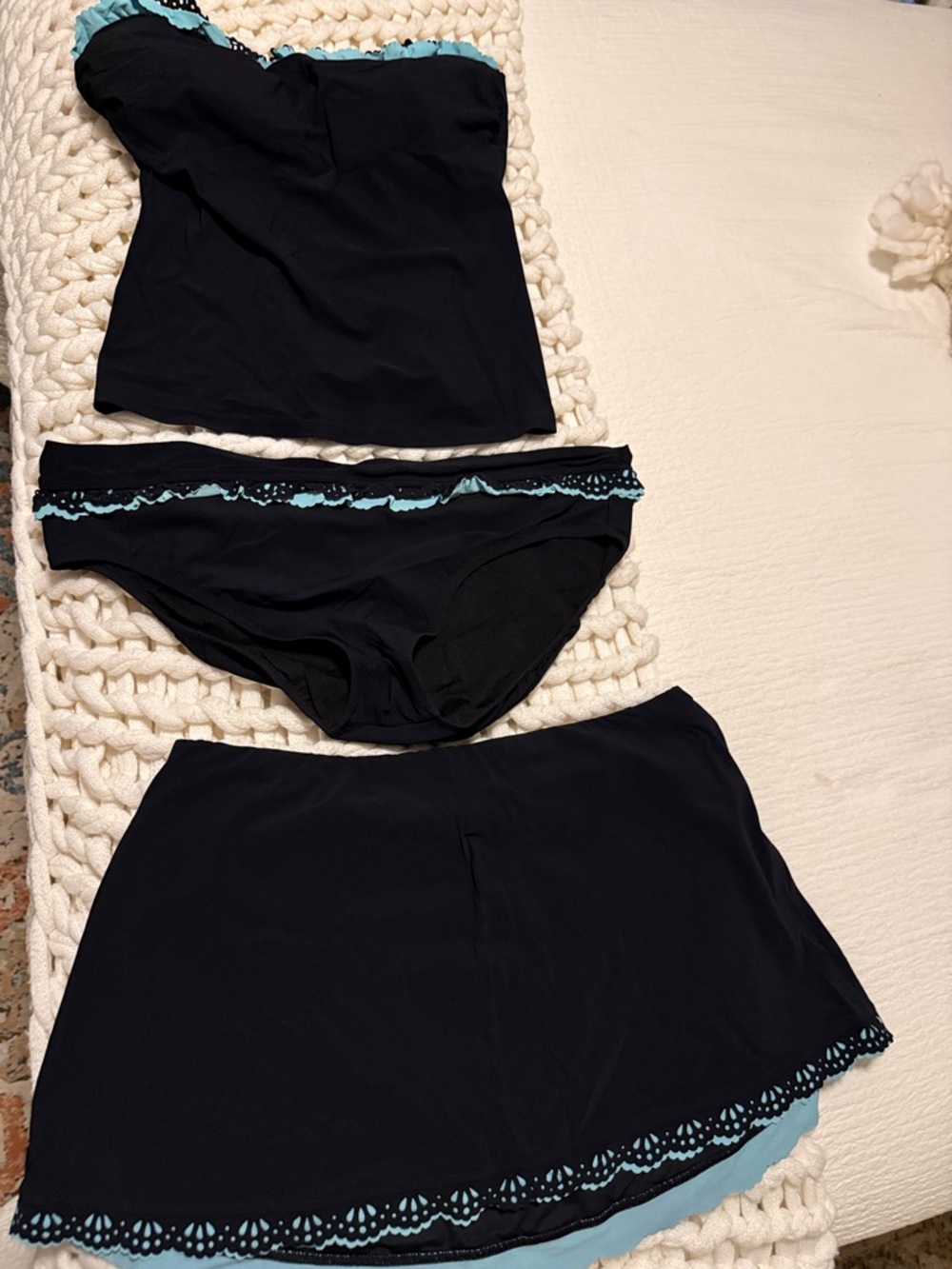 Profile By Gottex Black and Light Blue 3-Piece Swim Set